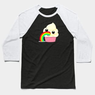 Kawaii Puking Rainbow Cupcake Emoji Baseball T-Shirt